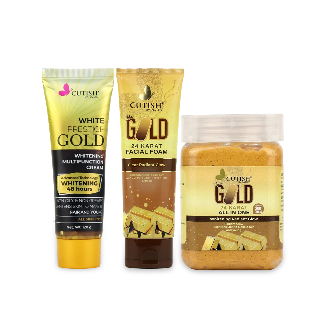 Cutish Gold Glow Trio - Cream + Foam + All in One