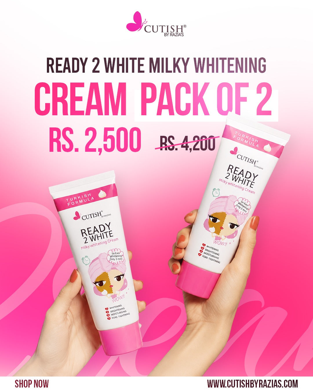 Ready 2 White Milky Whitening Cream Pack OF 2