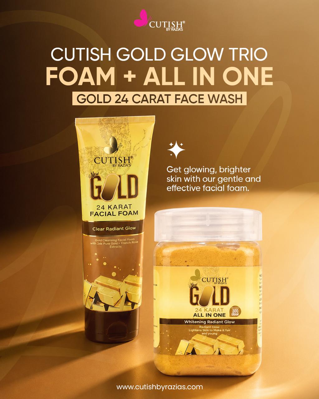 Cutish Gold Glow Trio - Foam + All in One