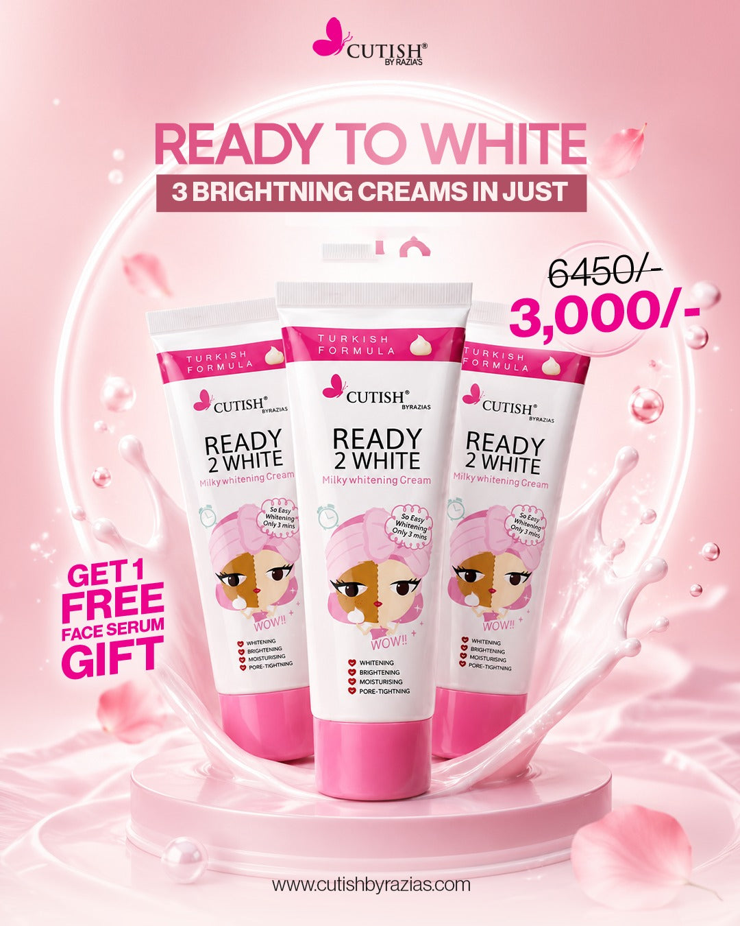 Ready 2 White Milky Whitening Cream Pack OF 3
