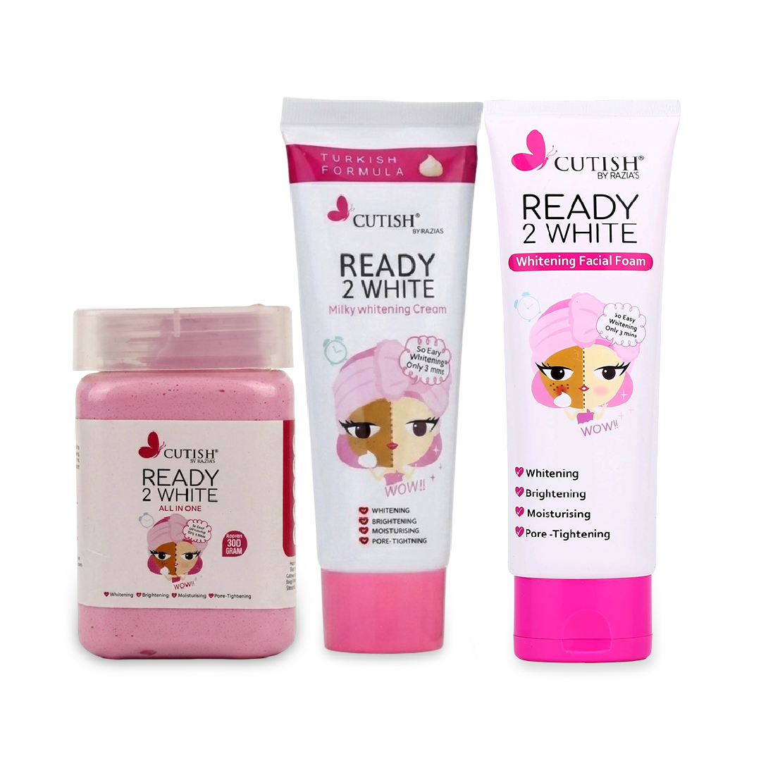 Ready 2 White All In One Facial Jar & Ready 2 White Cream and Face Wash Bundle