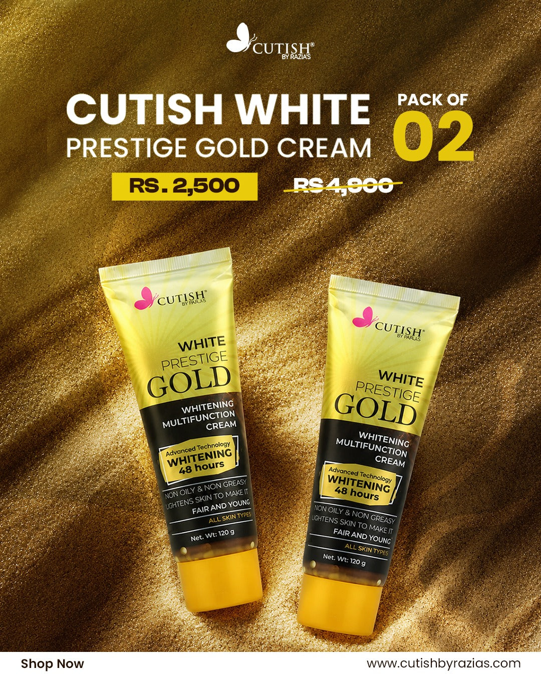 Cutish White Prestige Gold Cream - Pack of 2