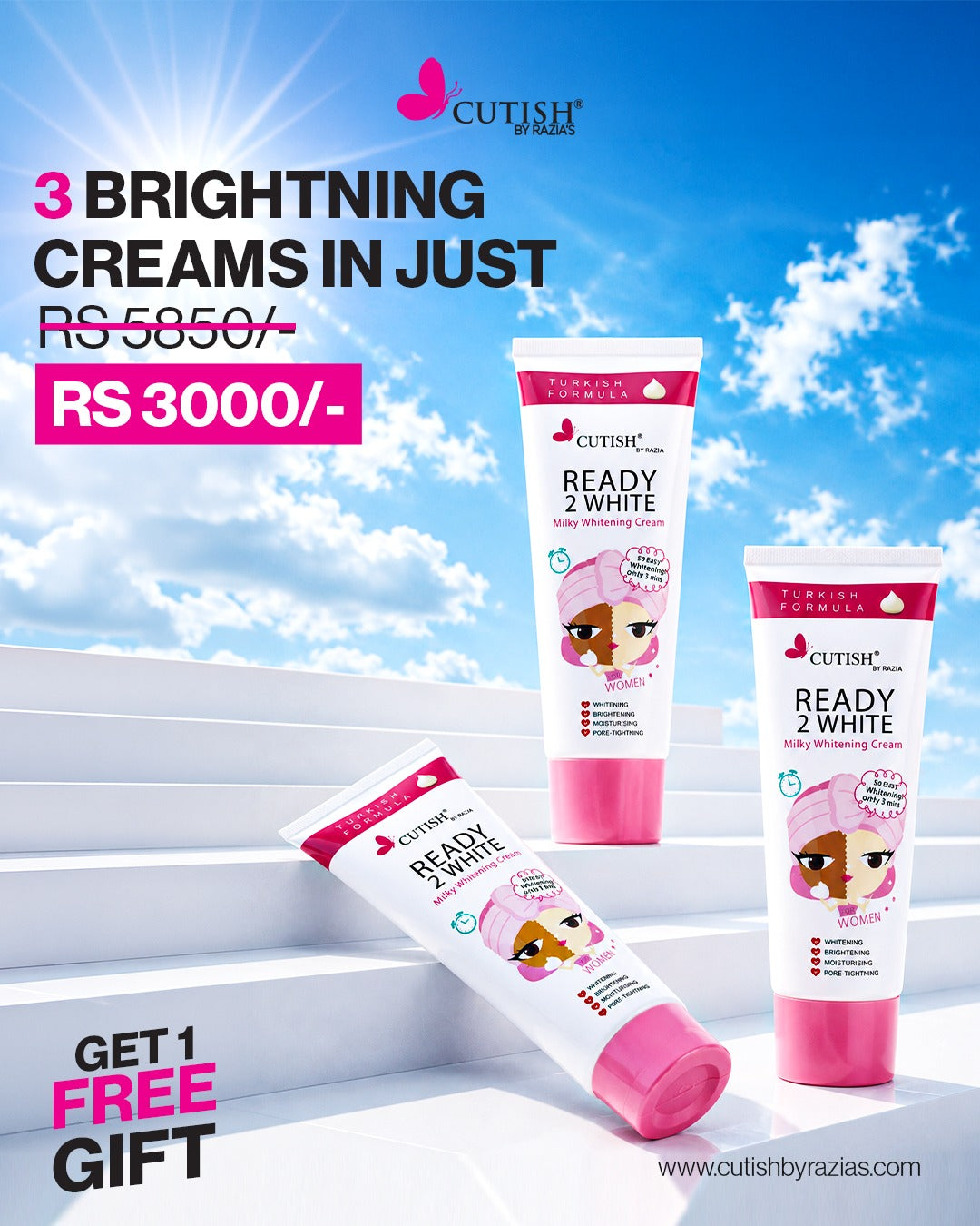 Ready 2 White Milky Whitening Cream Pack OF 3