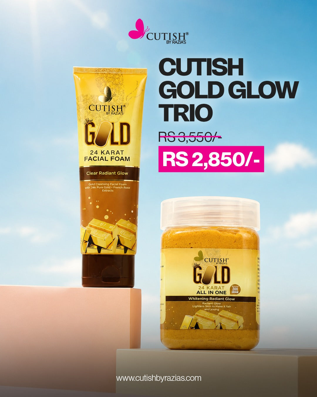 Cutish Gold Glow Trio - Foam + All in One