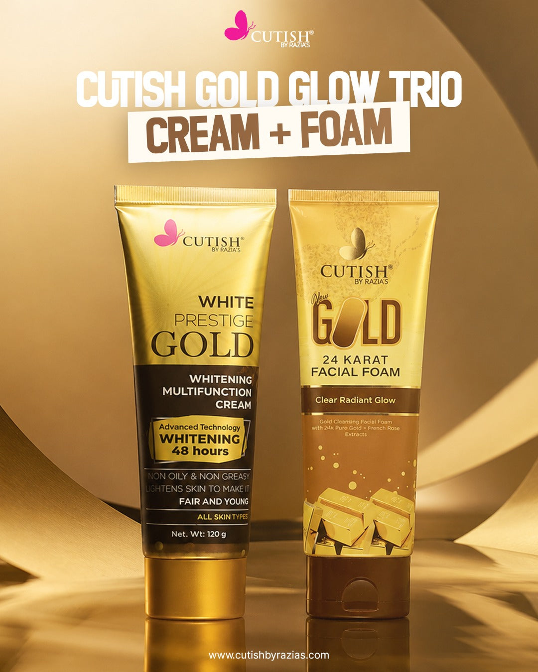 Cutish Gold Glow Trio - Cream + Foam